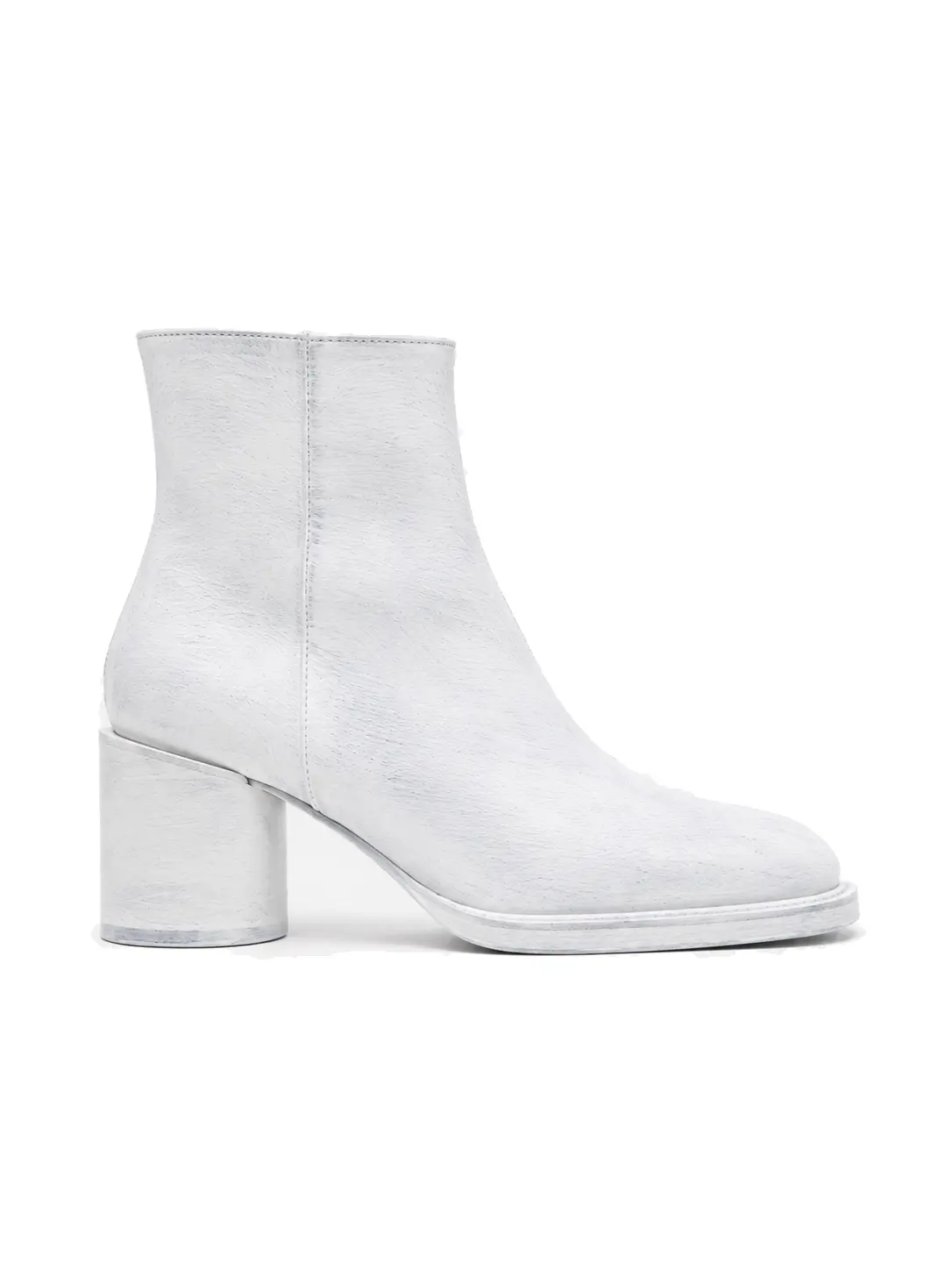 Lunelle Row Alméa Zip Boot i Chalk White set fra siden med afrundet snude, blokhæl og lynlås bagpå.